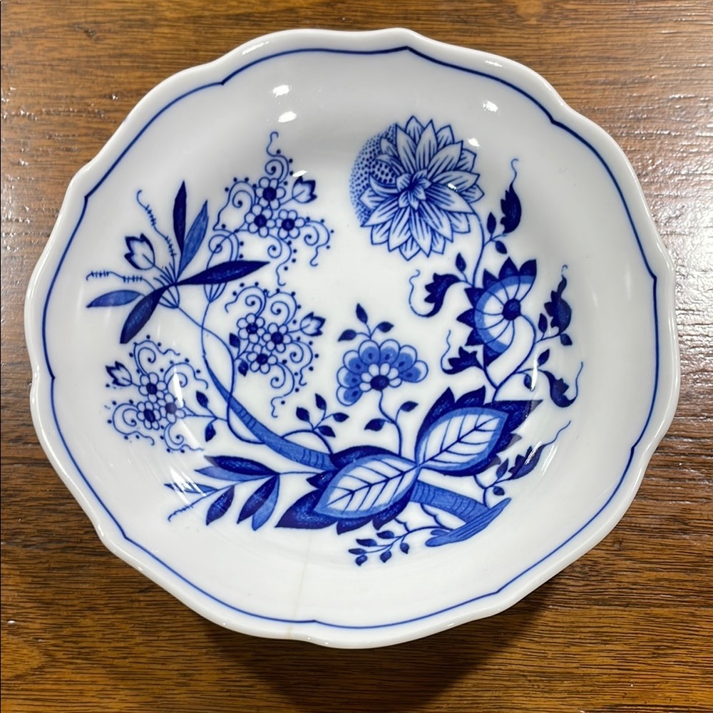 Blue and White Floral Porcelain Bowl